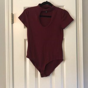 Maroon cutout bodysuit